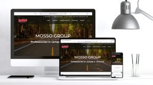 Sito web Mosso Group responsive su desktop e smartphone: servizi camper, rimorchi e accessori